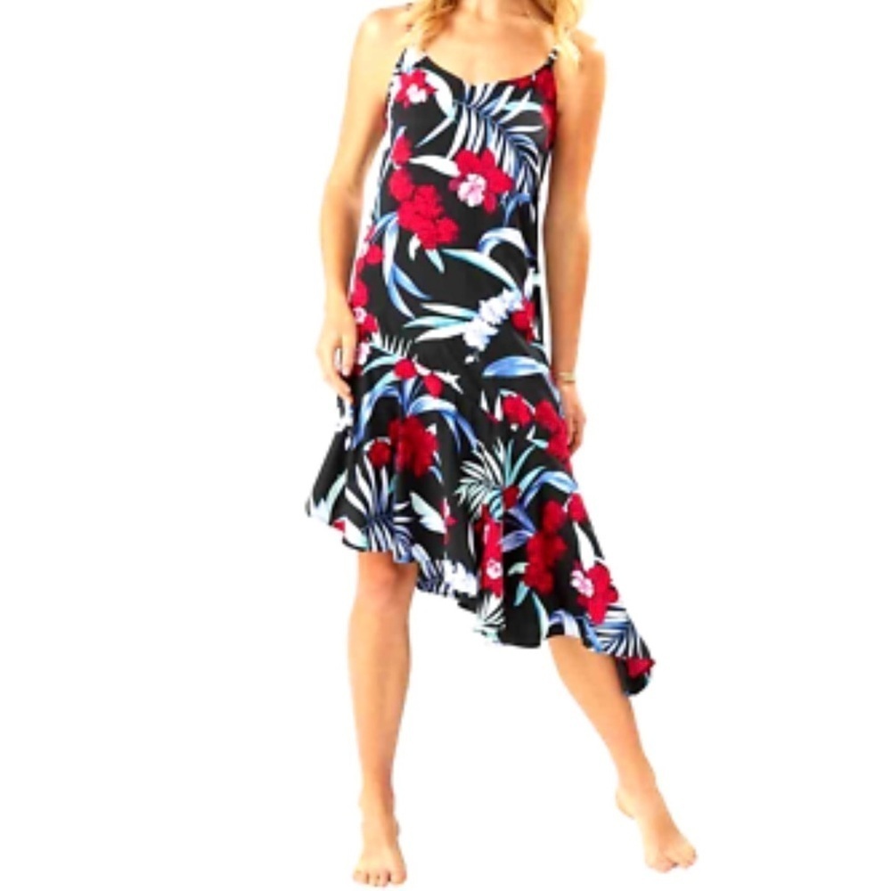 Tommy Bahama Black Dress with Vibrant Floral Design Sz s - Picture 6 of 7